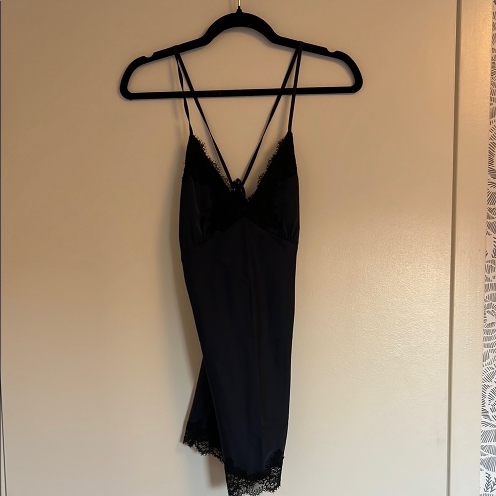 Abercrombie navy and Black Lace Trim Slip Dress